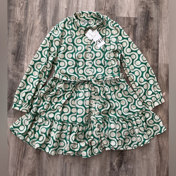 ZARA Green Patterned Women's Dress size XXL - Picture 2 of 7